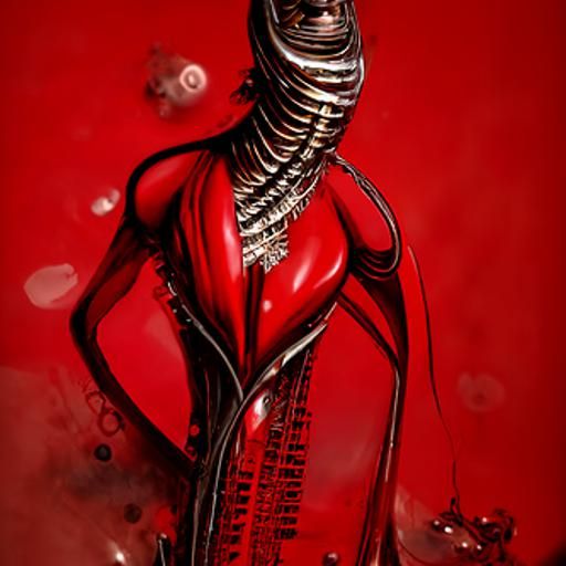 Alien in a red dress