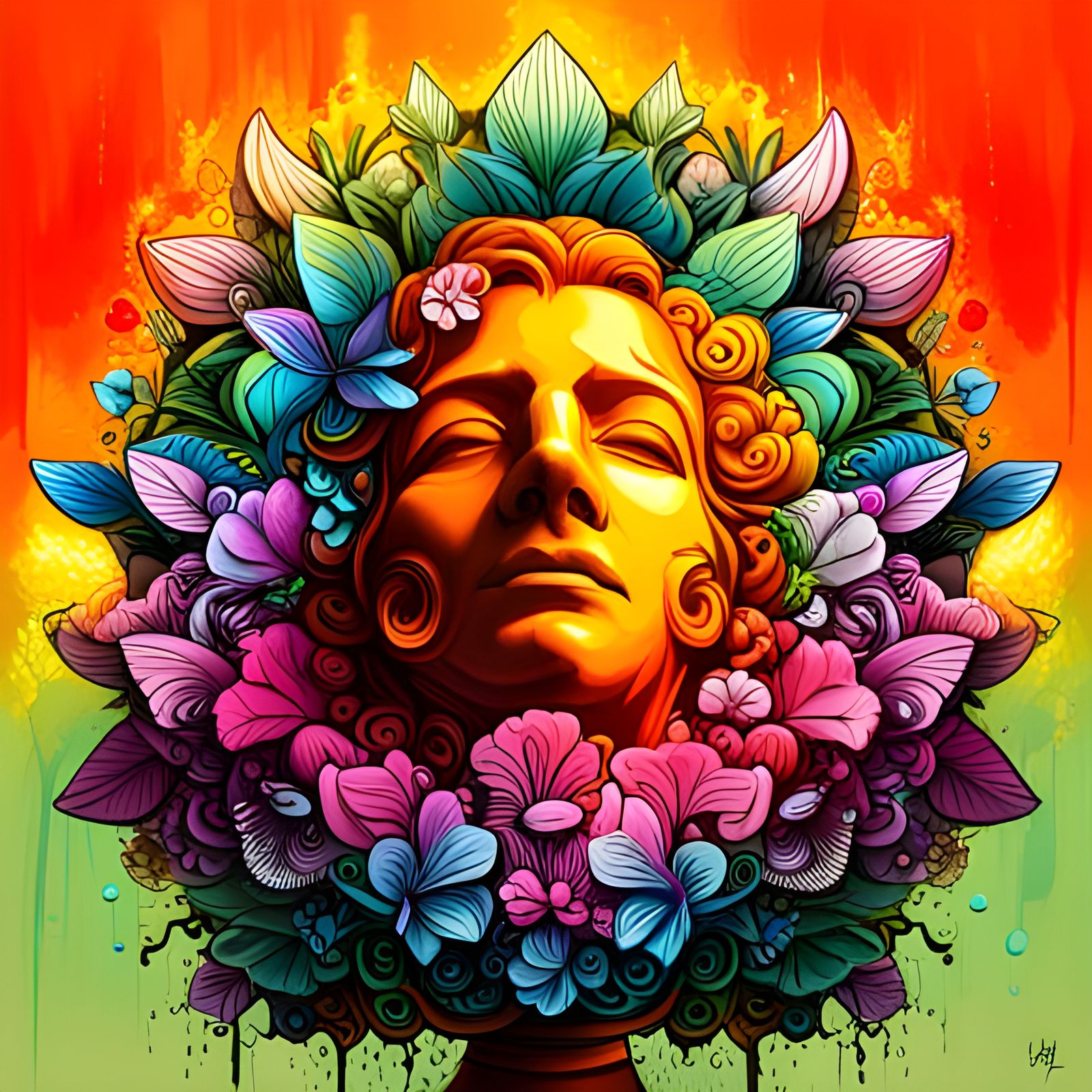 Statue Covered In Flowers AI Generated Artwork NightCafe Creator