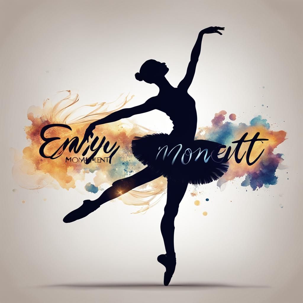 Ballet dancer  with the words "Enjoy the moment" word art..
