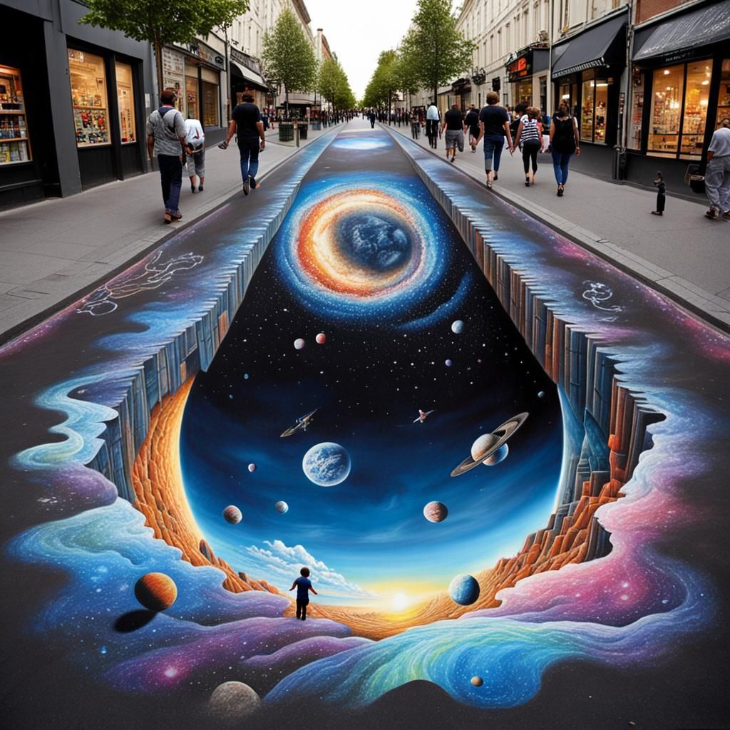 Realistic Street Chalk Art of Infinite Universe  by @undefined