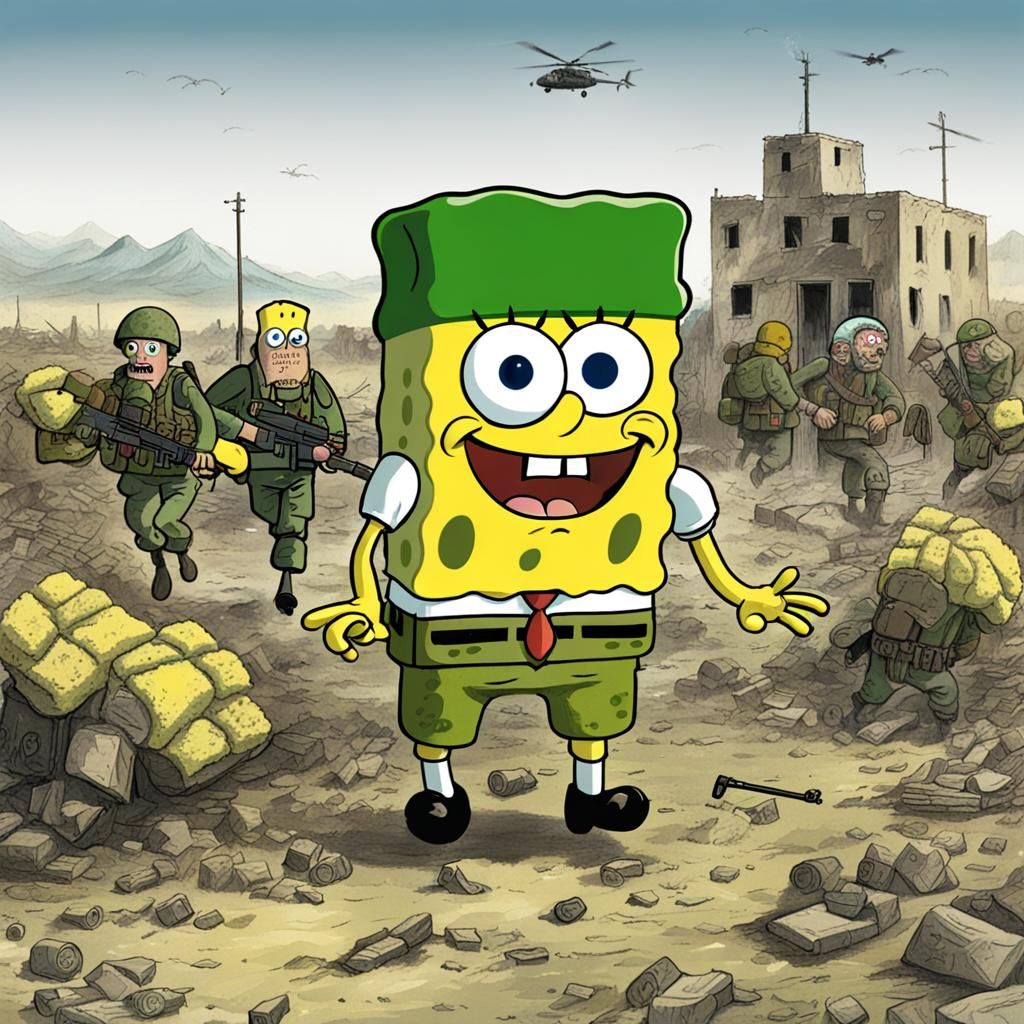 Sponge Bob in Chechen war - AI Generated Artwork - NightCafe Creator