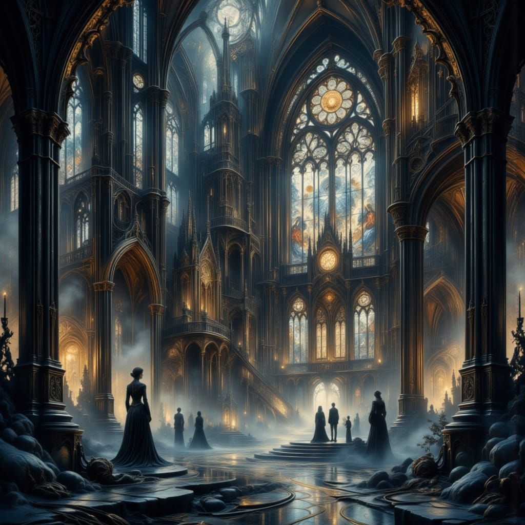 Gothic Cathedral Interior in Ethereal Light