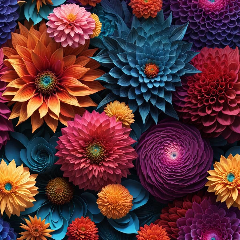 Fibonacci-inspired fractal flower design