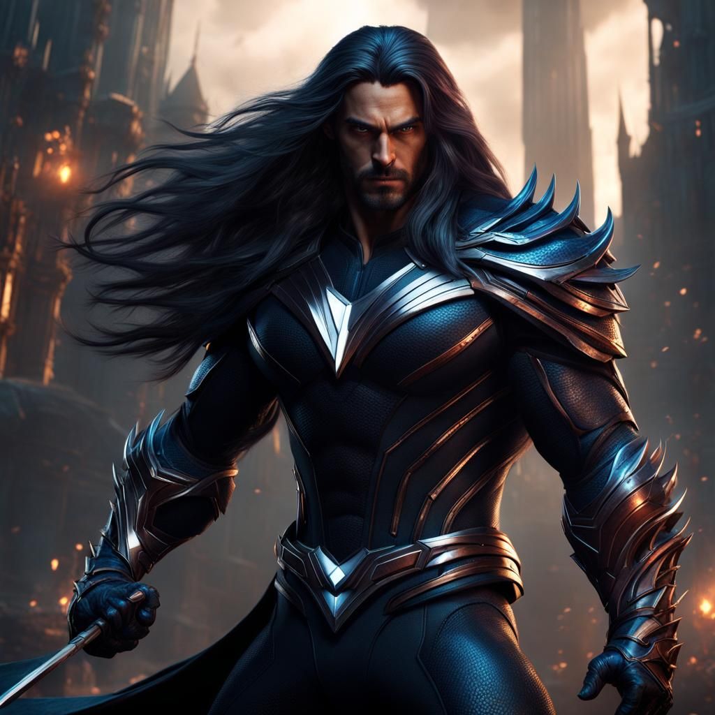 Dark superhero with long hair and claws
