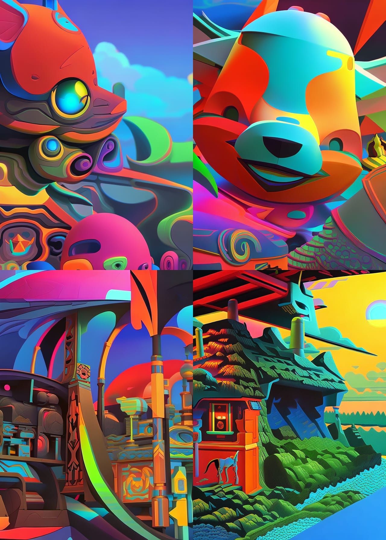Rotbotic, cyber kinetic puppy  ,  psychedelic art, hyperdeta...