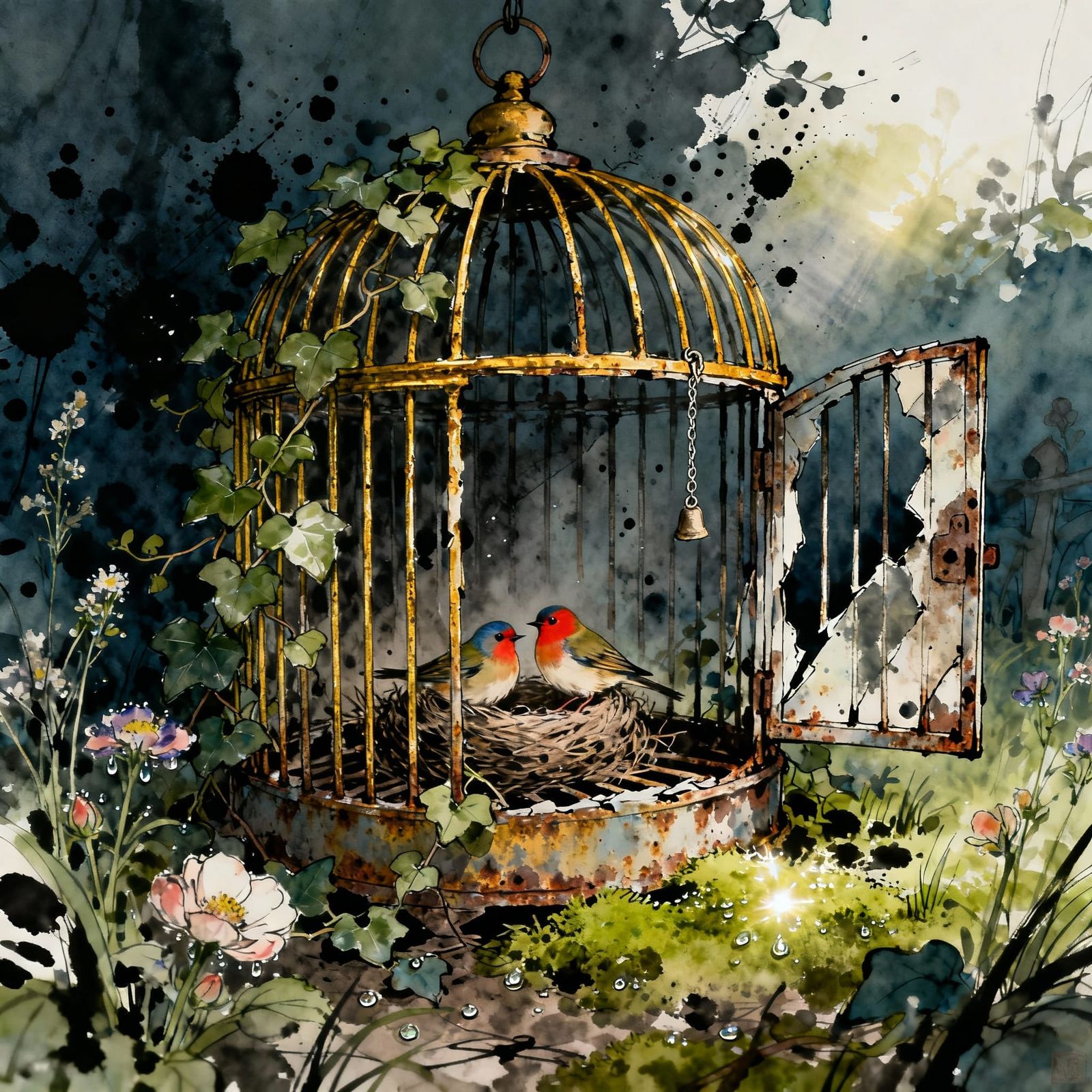 Broken birb cage  by @BM