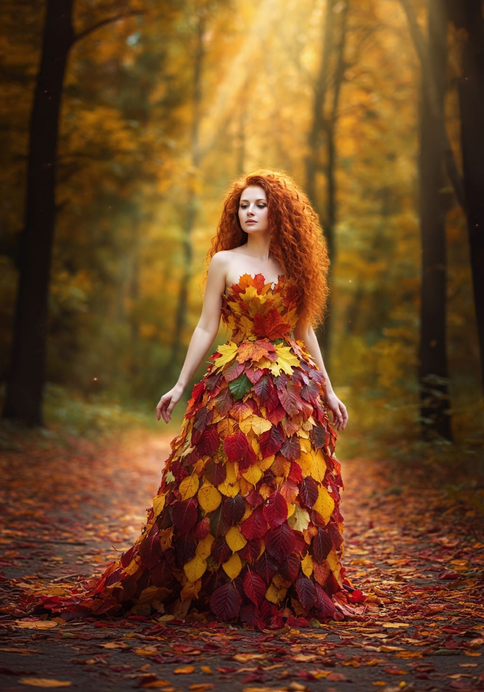 Autumn in her dress of fallen leaves