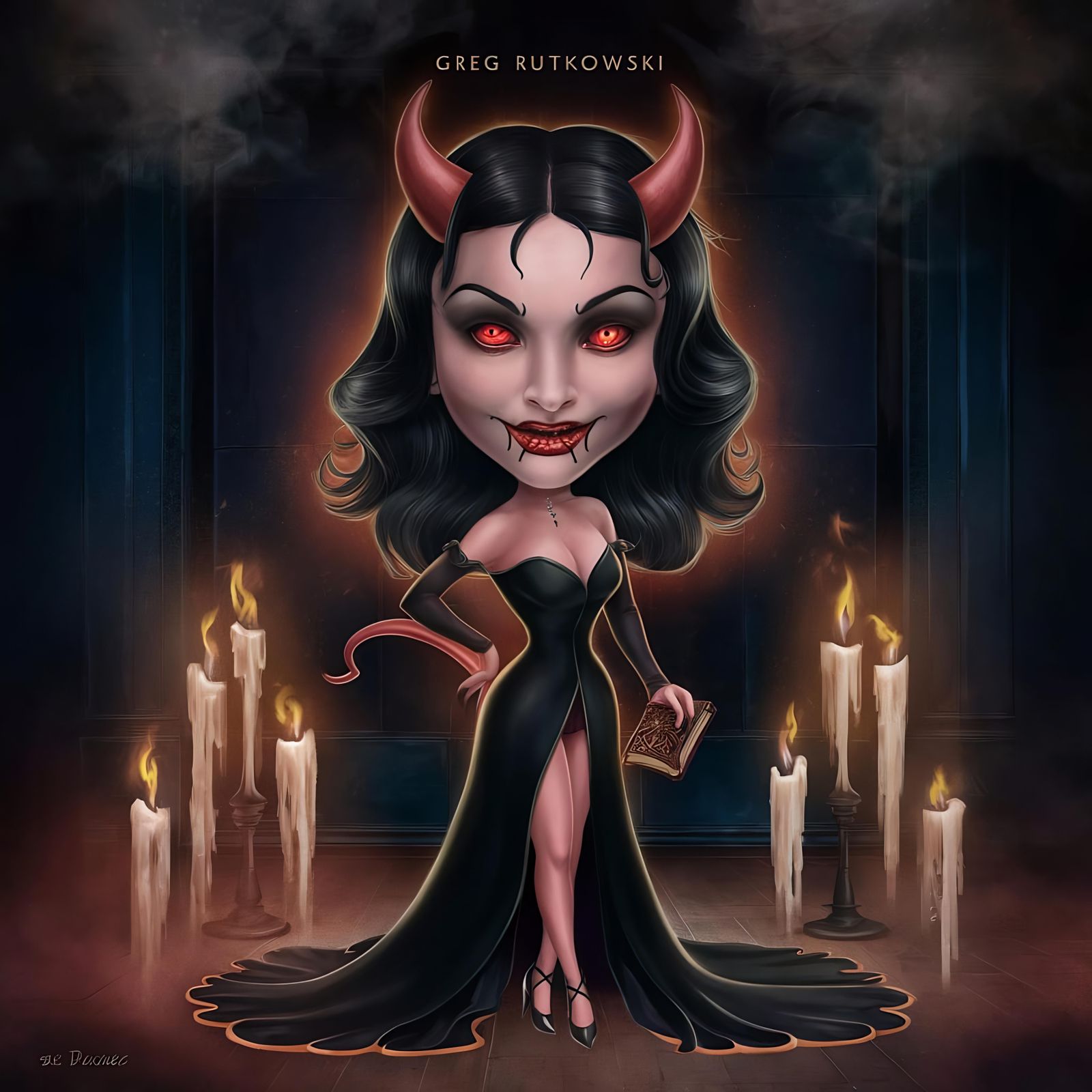 Eerie Digital Illustration of a Devilish Figure