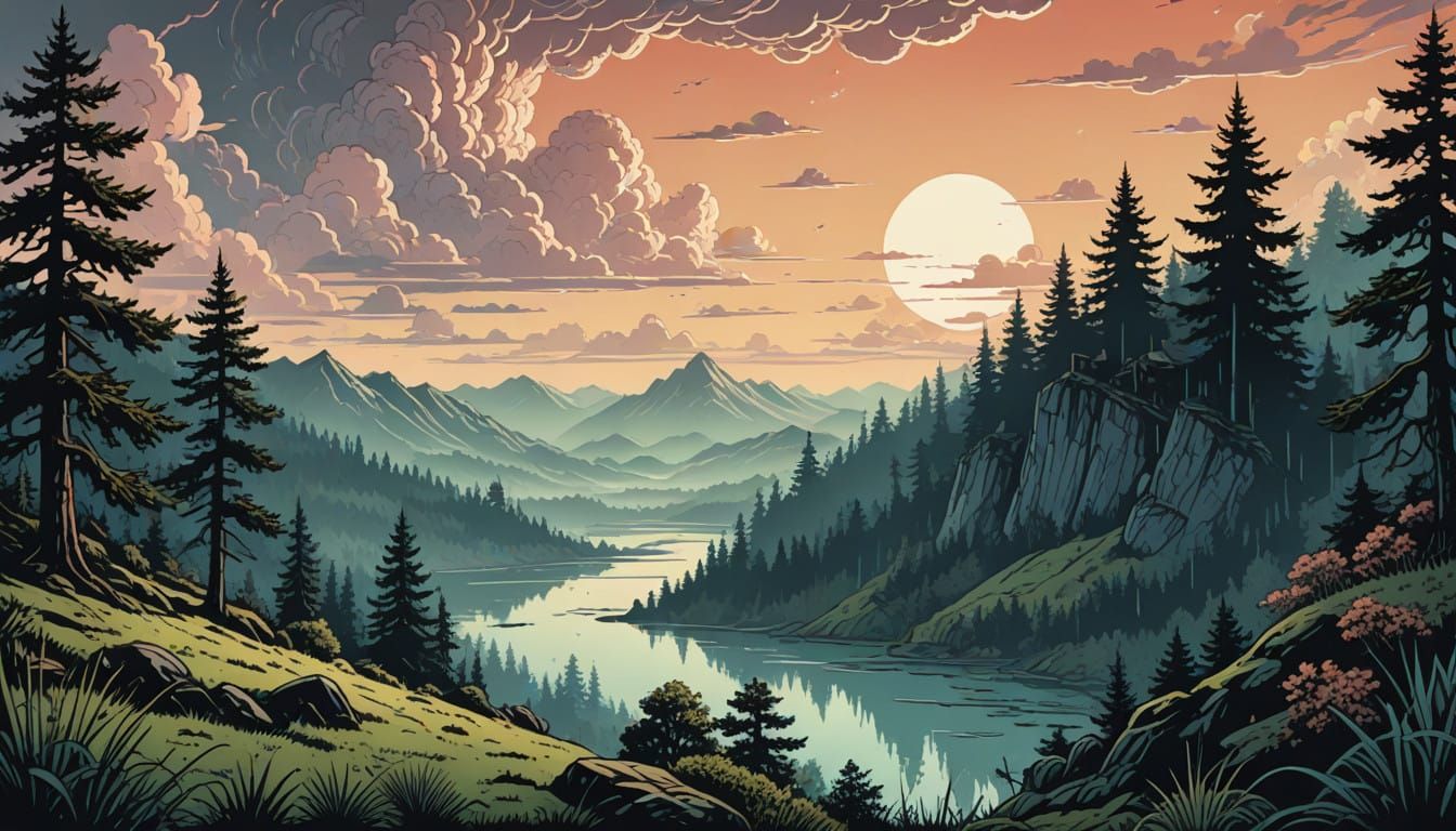 forest, dusk, rain  by @Dim Vas