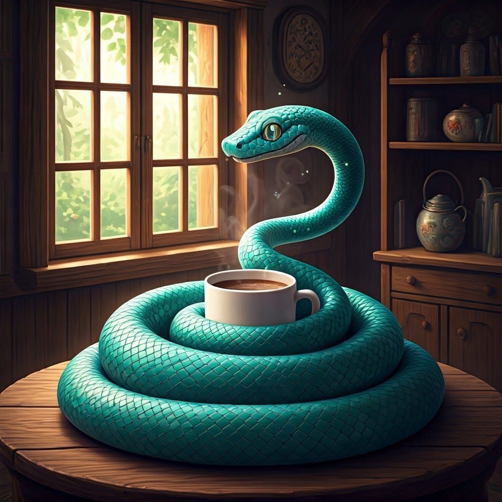 Morning Heat Source ☕🔥🐍  by @Draconis Rex