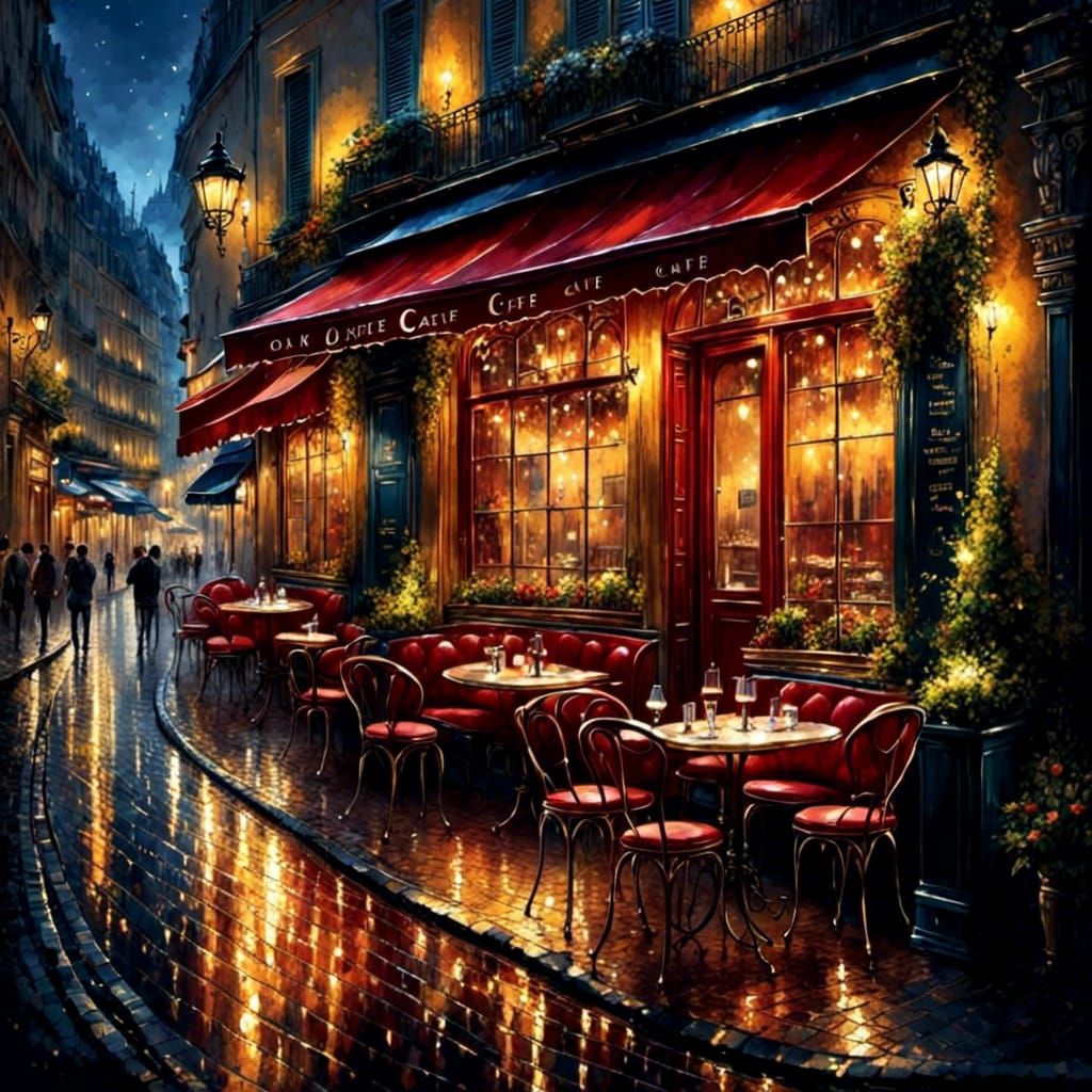 Parisian Nightcafé  by @Elenriel