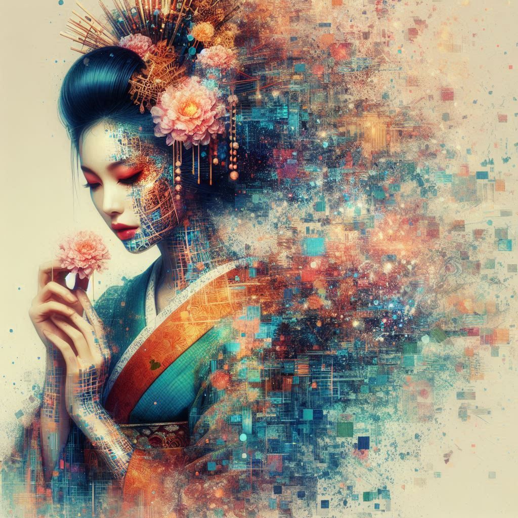 double exposure beautiful fantasy DALL-E 3 portrait landscap...