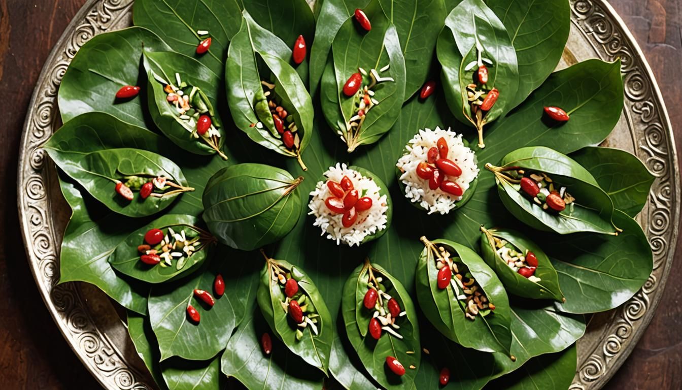 Appetizing Paan Still Life in Hyperrealistic Splash Art