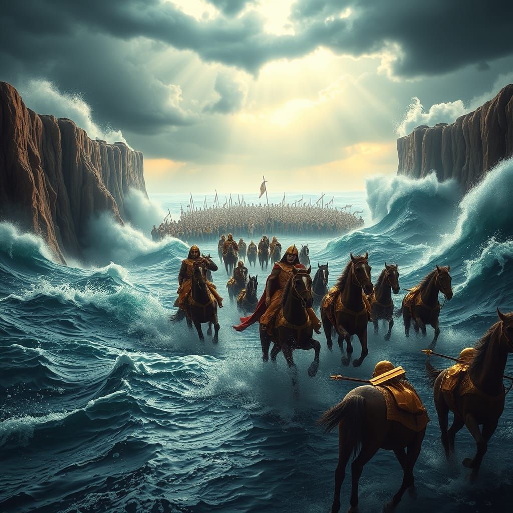Pharaoh's Chariots Drowning in the Red Sea