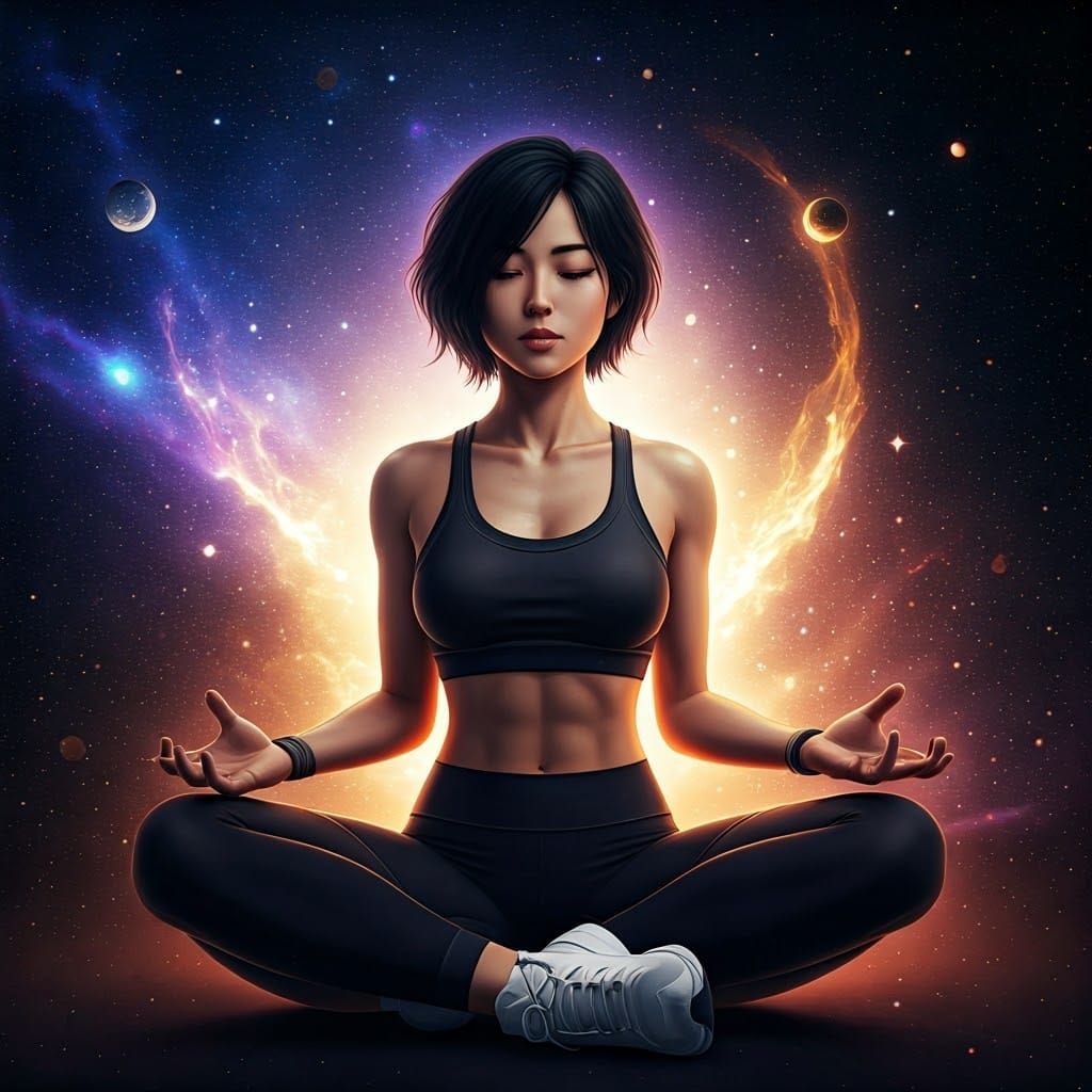 Surreal Cosmic Goddess Radiates Harmony in Vibrant Nebula