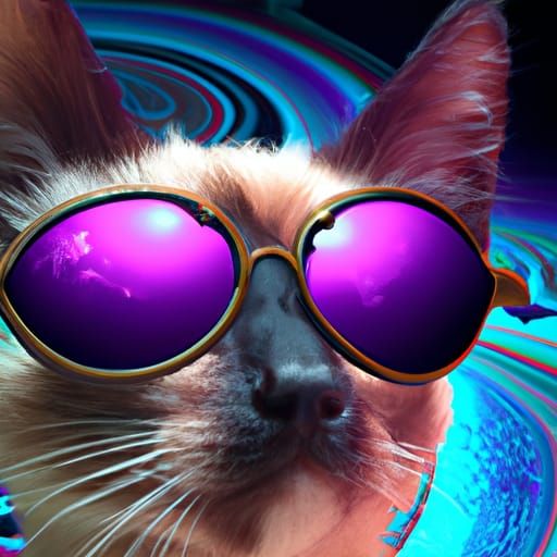 Siamese cat wearing psychedelic sunglasses - AI Generated Artwork ...