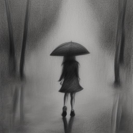 Girl in the rain surrounded by trees - AI Generated Artwork - NightCafe ...