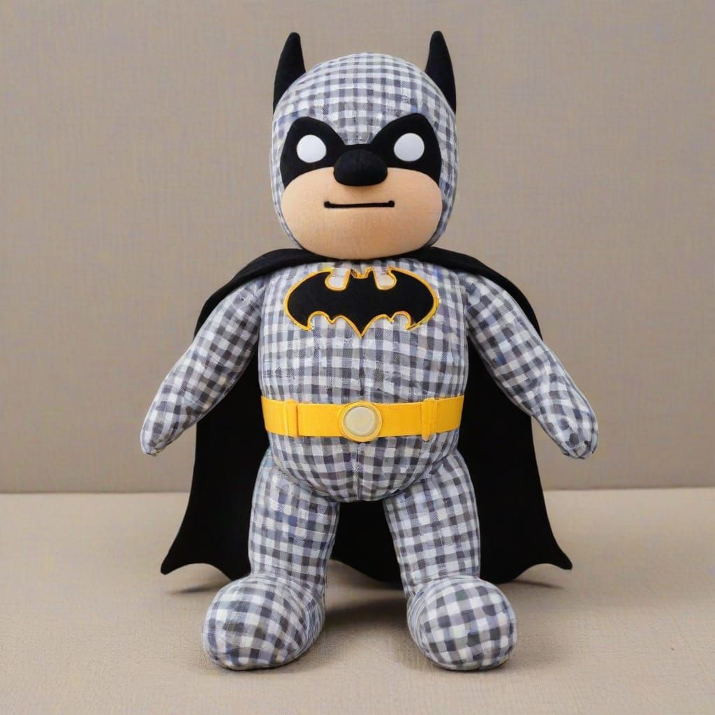 gingham plush toy batman  by @Mr_Purple