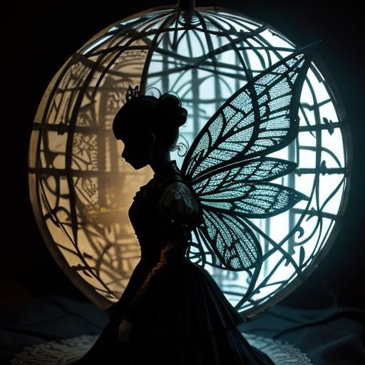 Trapped Fairy Silhouette in Mixed Media Textures