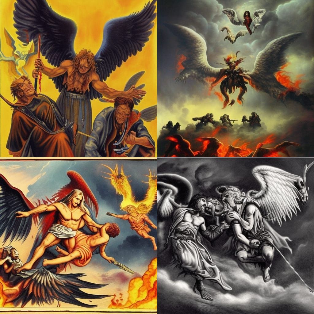 the apocaliptic fight among heaven and hell ,angels and demo...