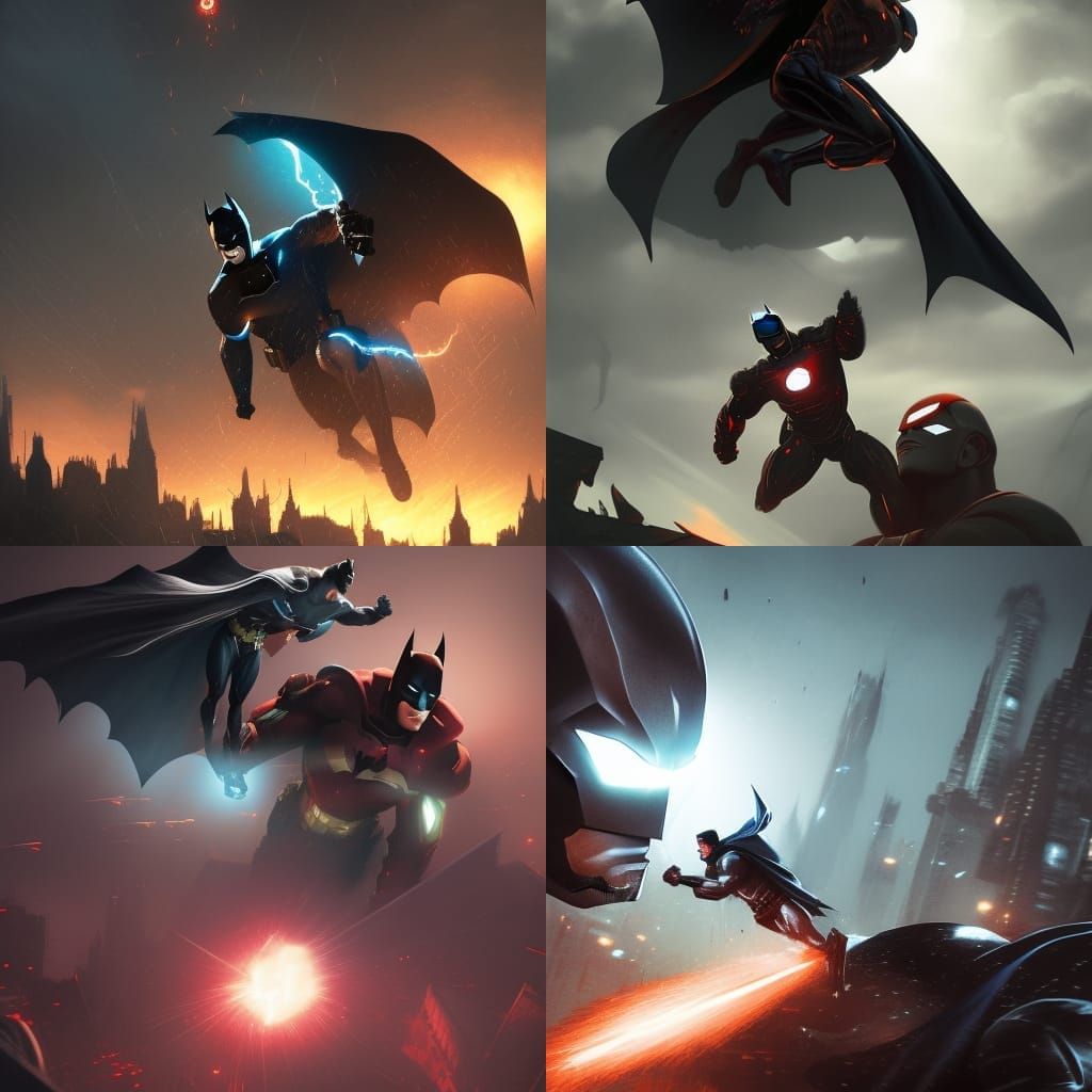 Batman fighting ironman
