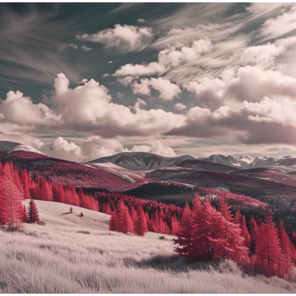 Color Infrared Landscape Photo Of The Laurentian Mountains, ...