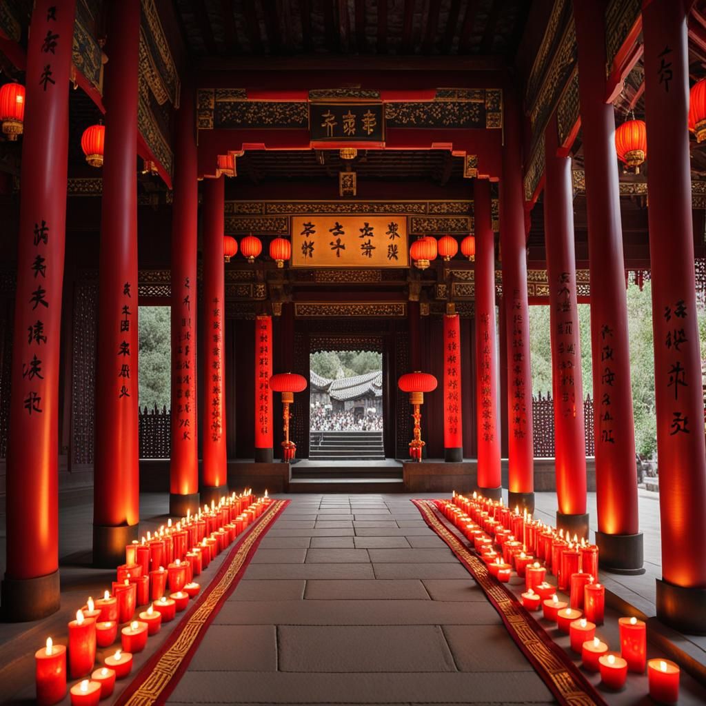 Chinese Ancestral Hall Sacrifice Ceremony in HDR