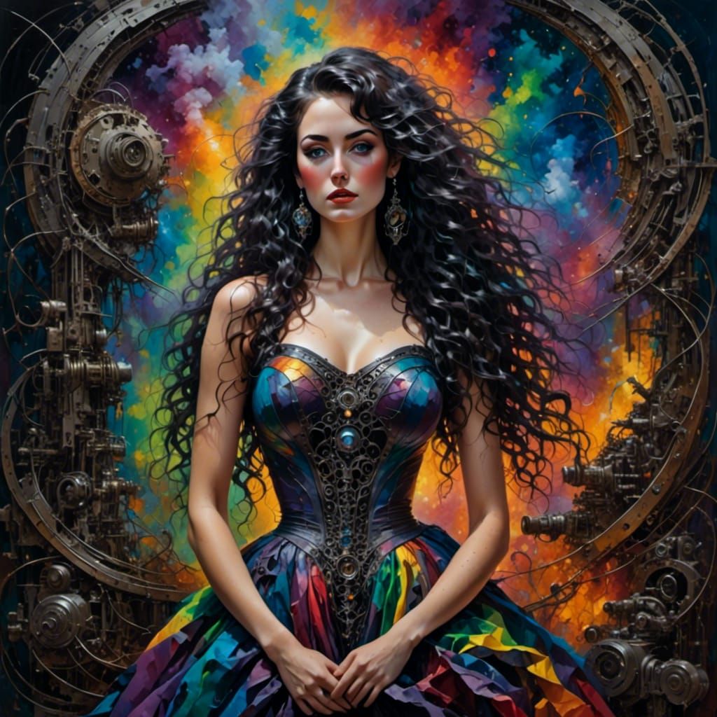 Dreamcore Oil Painting: Brunette in Wasteland