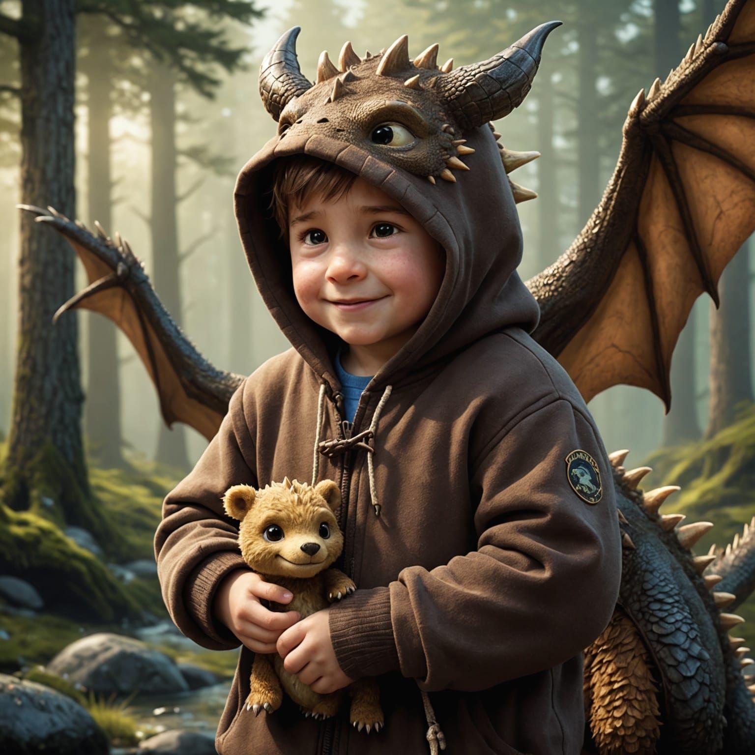 Toothless and Boy in Bear Hoodie
