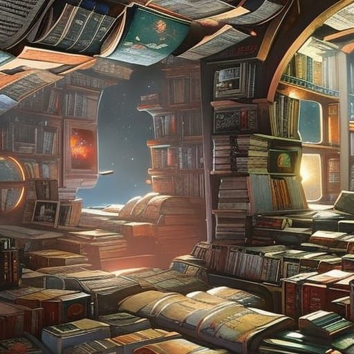 Space Station Library - AI Generated Artwork - NightCafe Creator