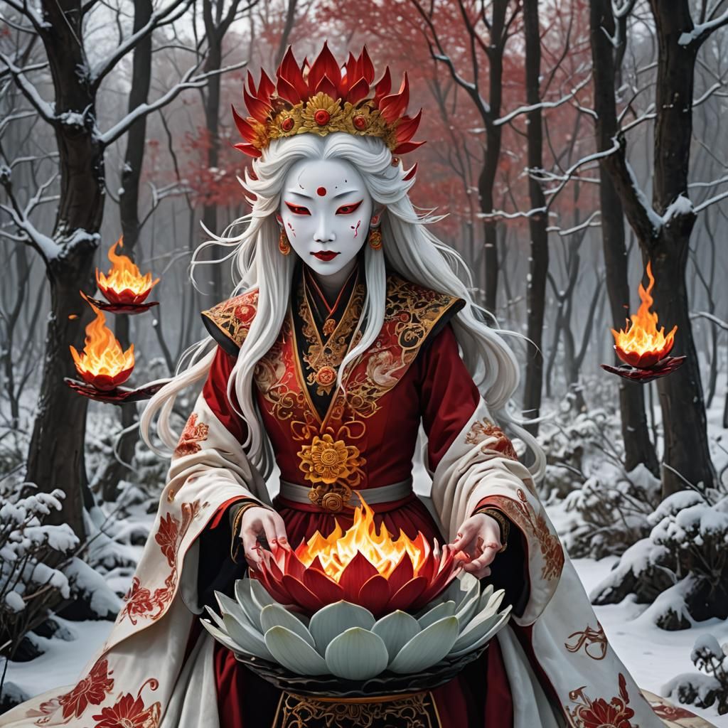 Snow Lotus Ghost Queen with Fire Bowl