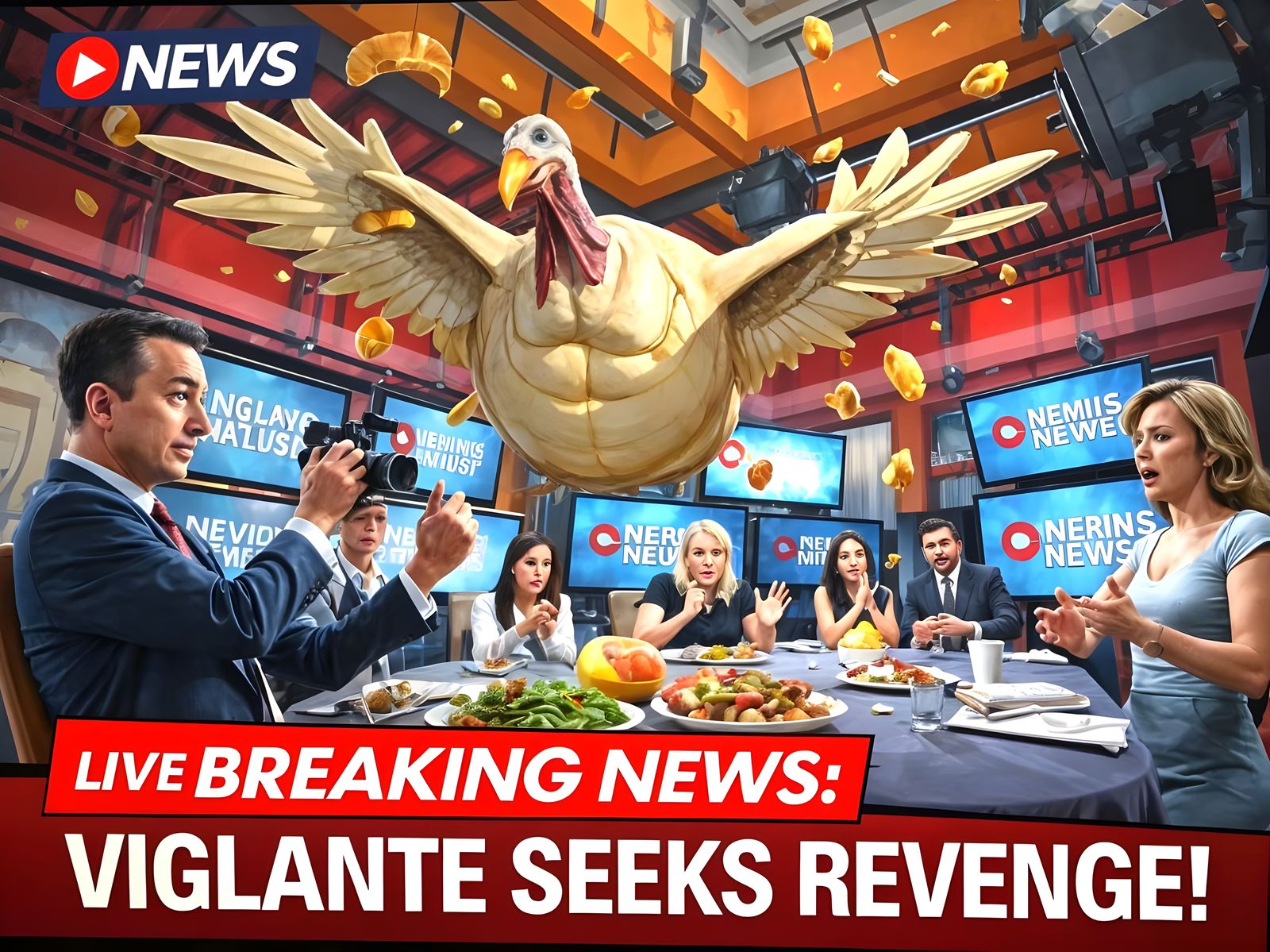 Breaking News: Vigilante Turkey Ruins Thanksgiving Dinner  by @Mallory Reese