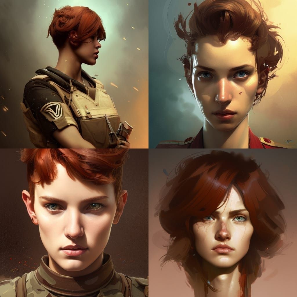 Wermacht soldier with brown eyes and red hair
