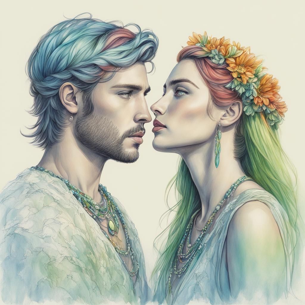Pencil sketch of A beautiful Young Couple