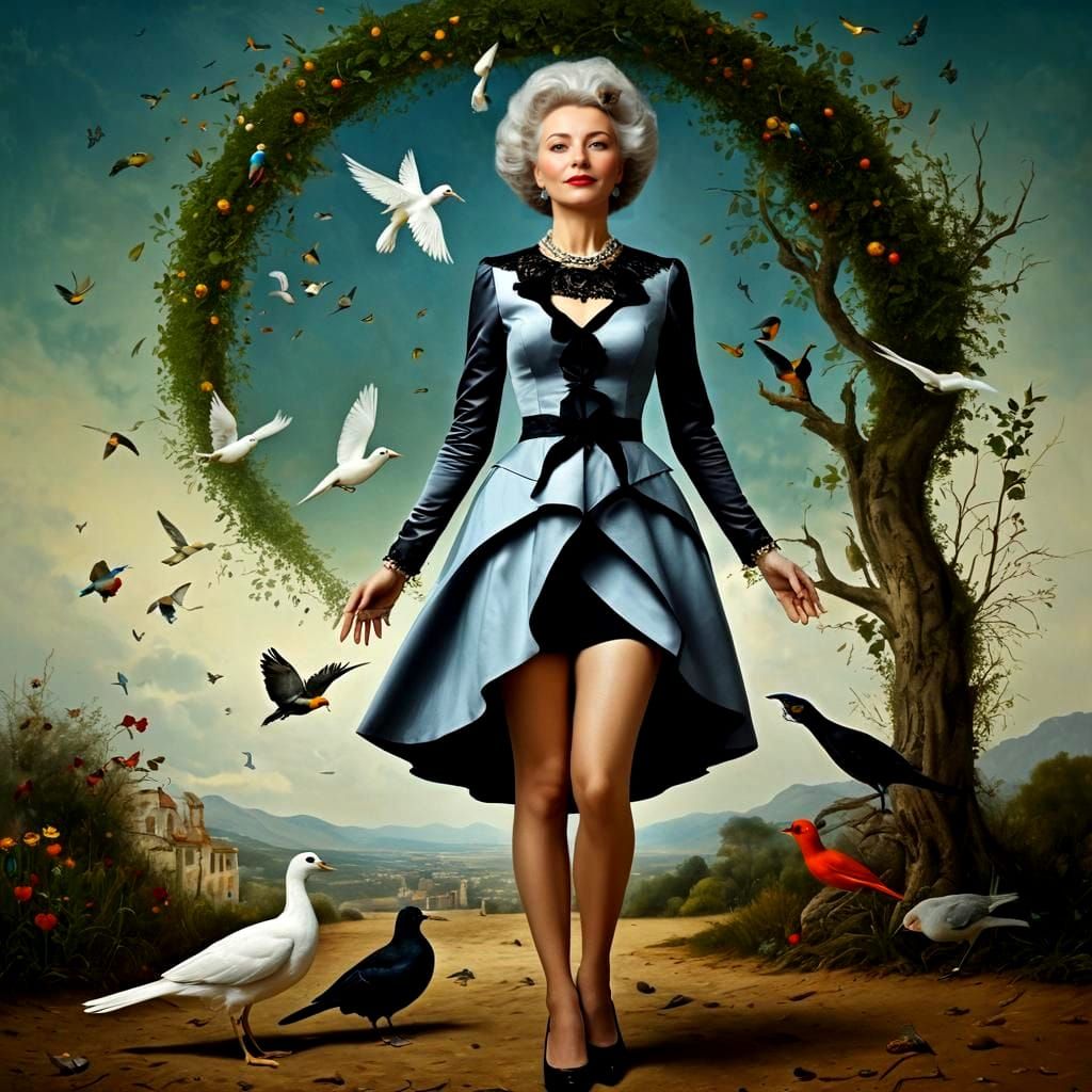 Surrealistic Portrait of a Happy Woman