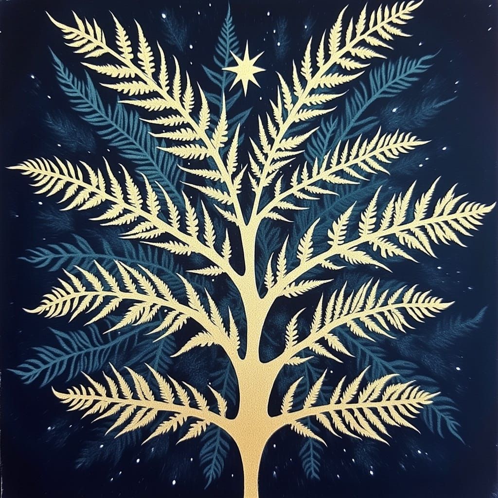 Cyberpunk Goddess Among Starlight Ferns