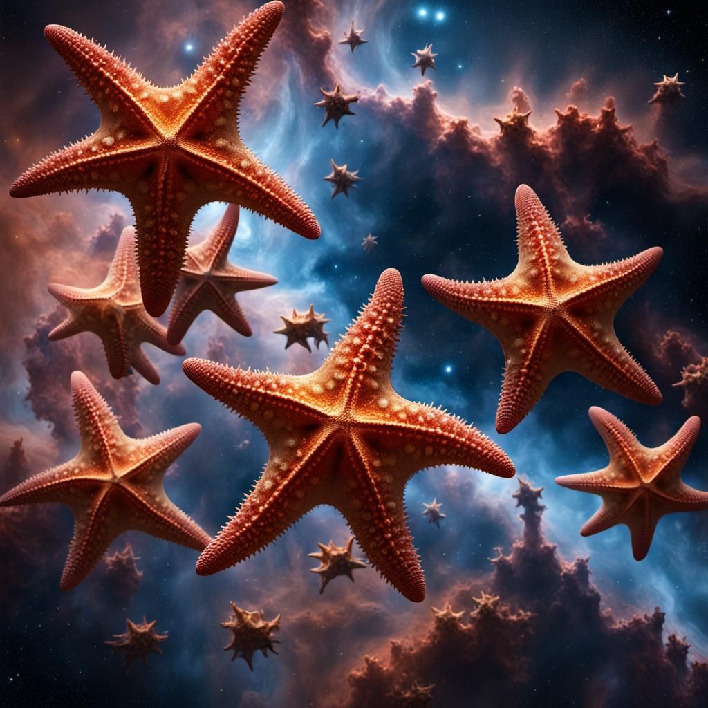 Collective Nouns A Galaxy of Starfish AI Generated Artwork