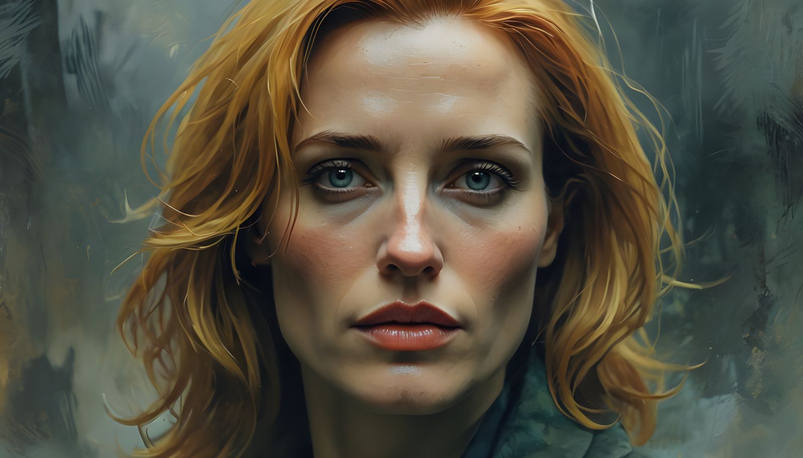 Gillian Anderson Impressionistic Portrait of Gillian Ander...