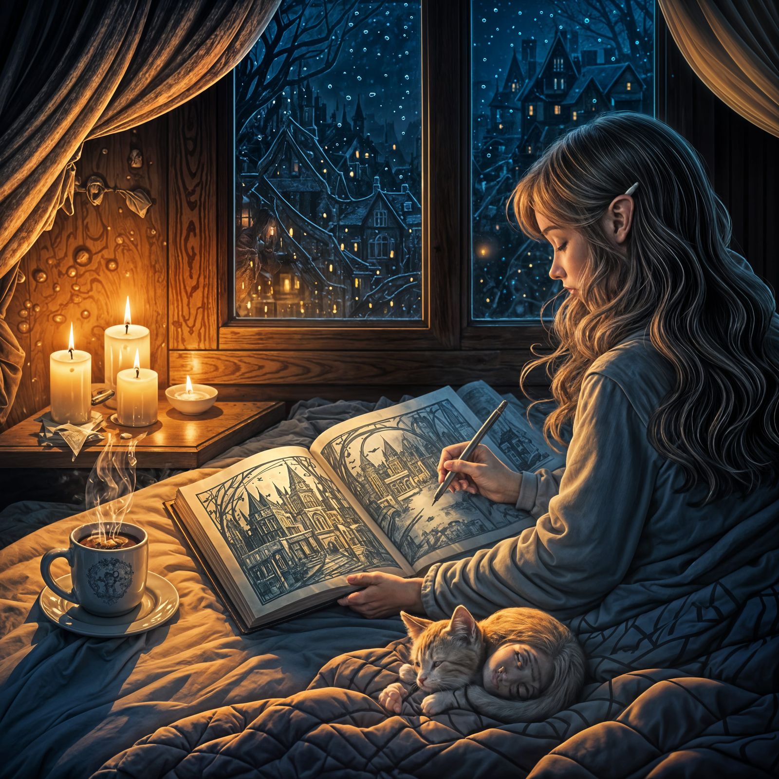 Cozy Evening Drawing III  by @TSharp 