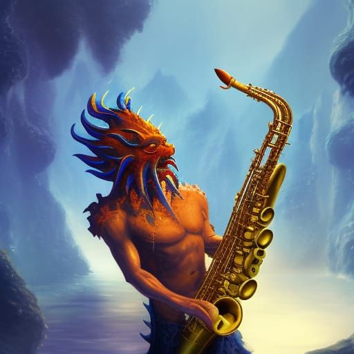 Water demon playing saxophone - AI Generated Artwork - NightCafe Creator