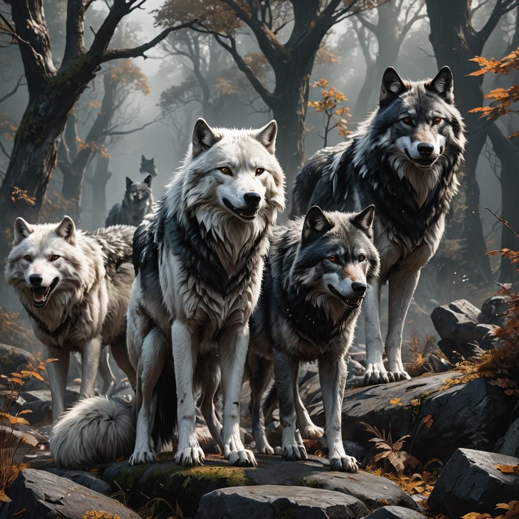 black and white Wolves