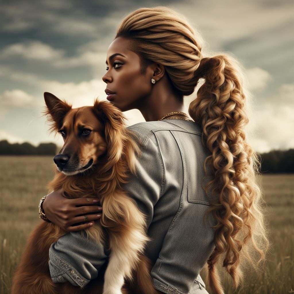 beyoncé with a cute dog AI Generated Artwork NightCafe Creator