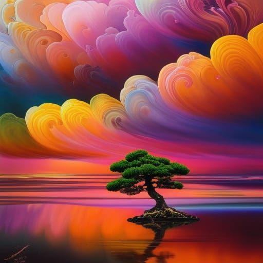 Lone Bonsai Colorful clouds