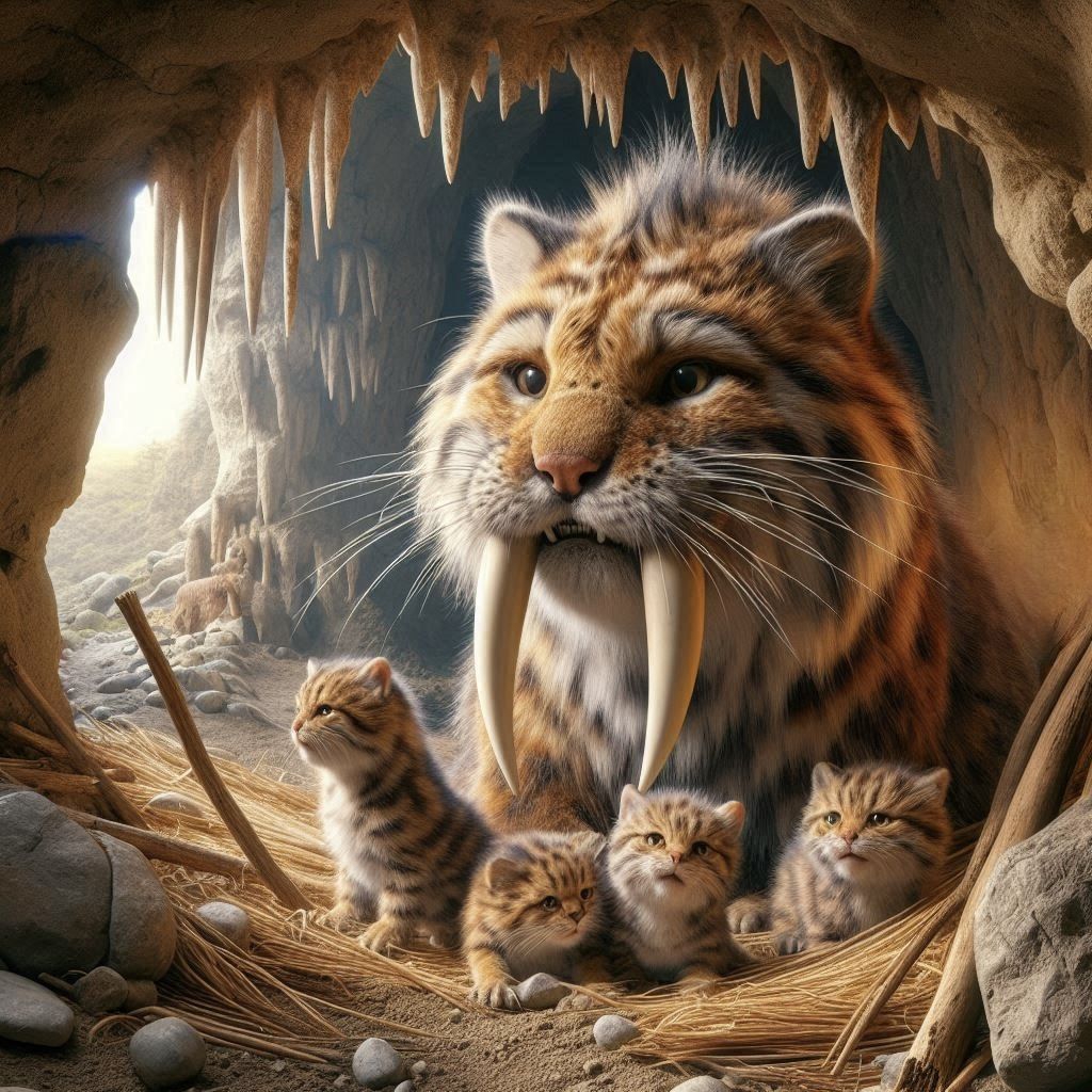 Saber-Toothed Cat with Kittens