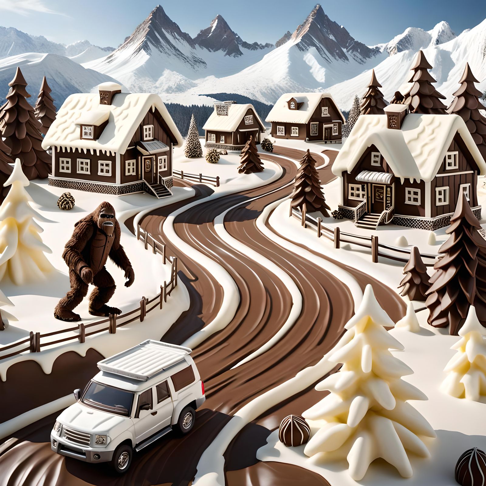 Swiss Chocolate Village in the Brownie Mountains (with Chocolate Bigfoot)  by @Holy Hearted Fool For Love