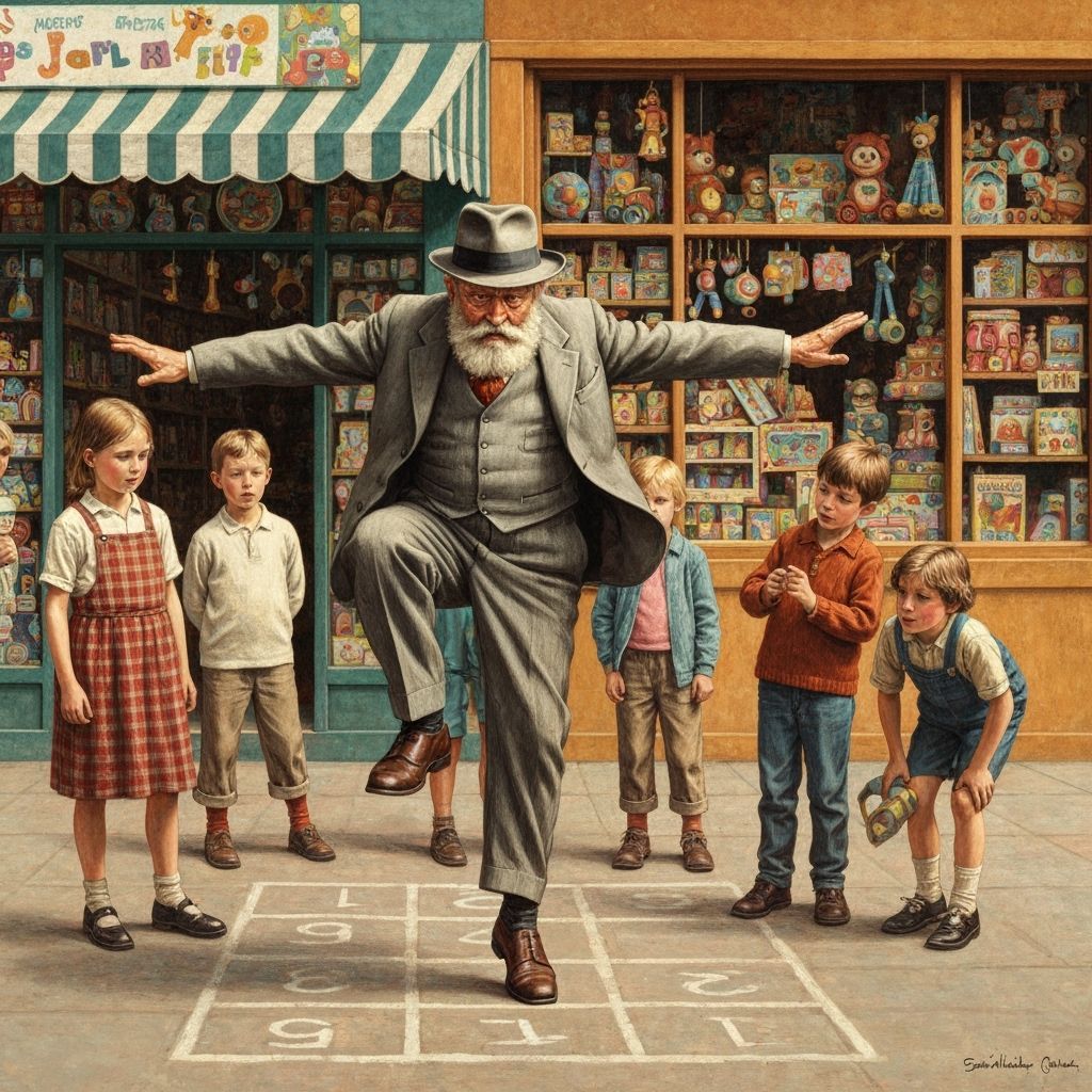 Old man jumping the hopscotch court.  by @Eldorado