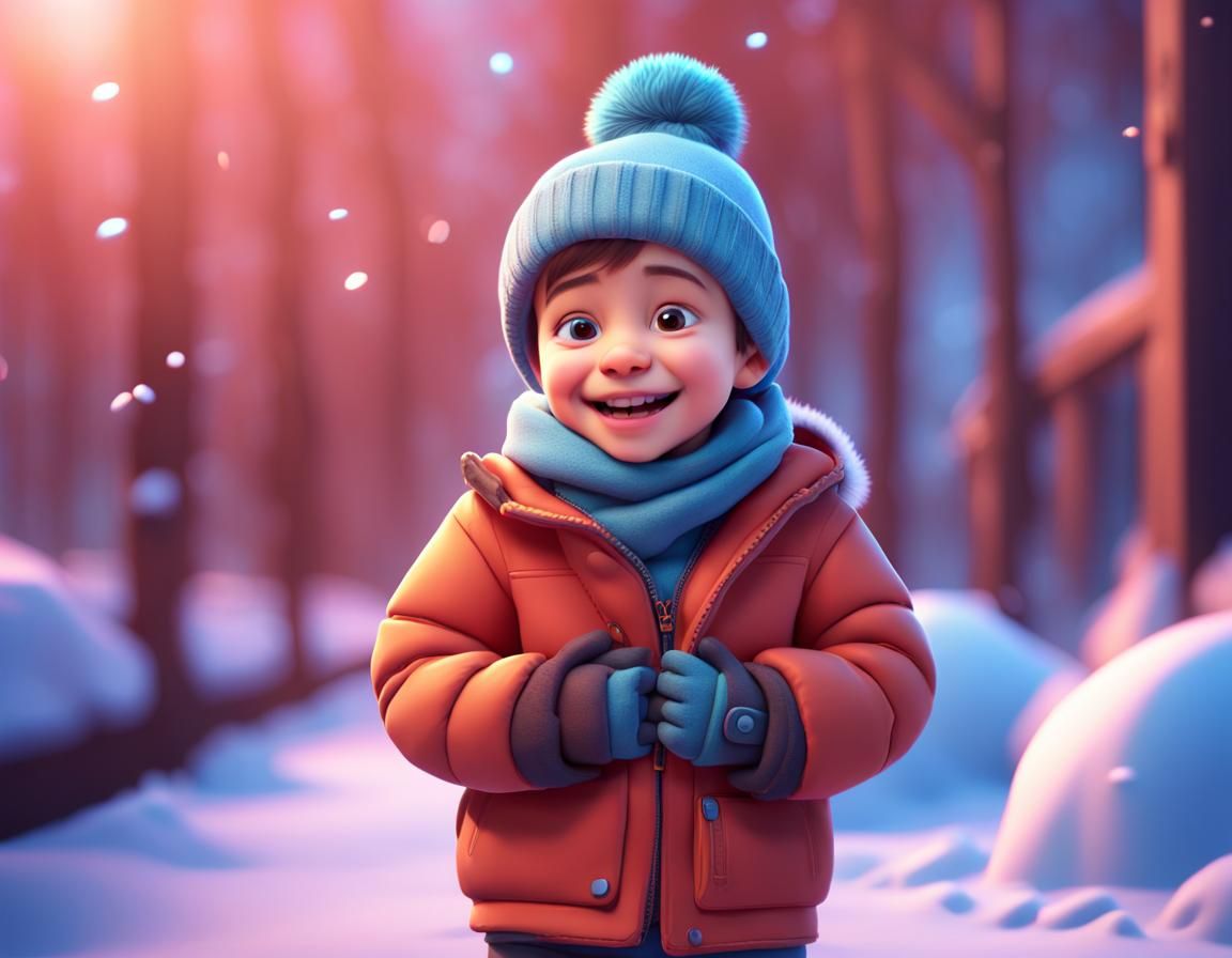 Happy boy in winter clothes