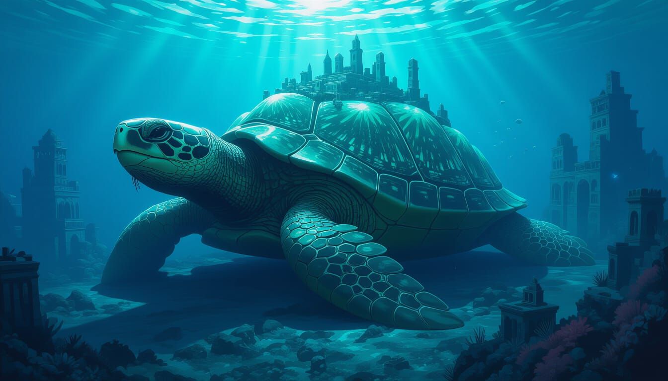 Dragon Turtle City Ruins in Deep Ocean