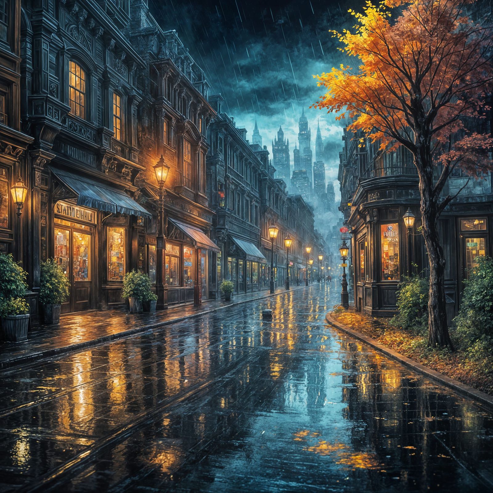  Urban  Scene of a Summer Night Rain  by @Richcruise Liu