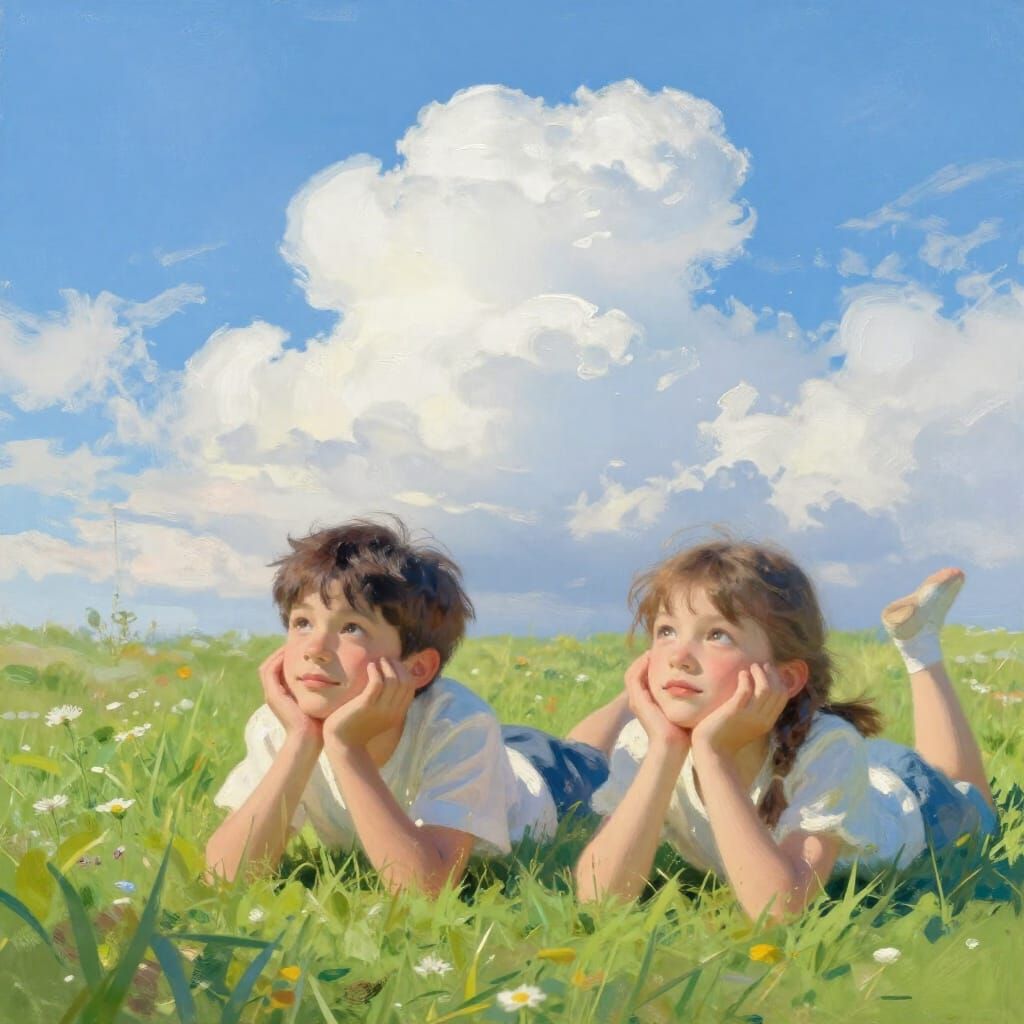 Brother and sister watching the clouds  by @Komondor